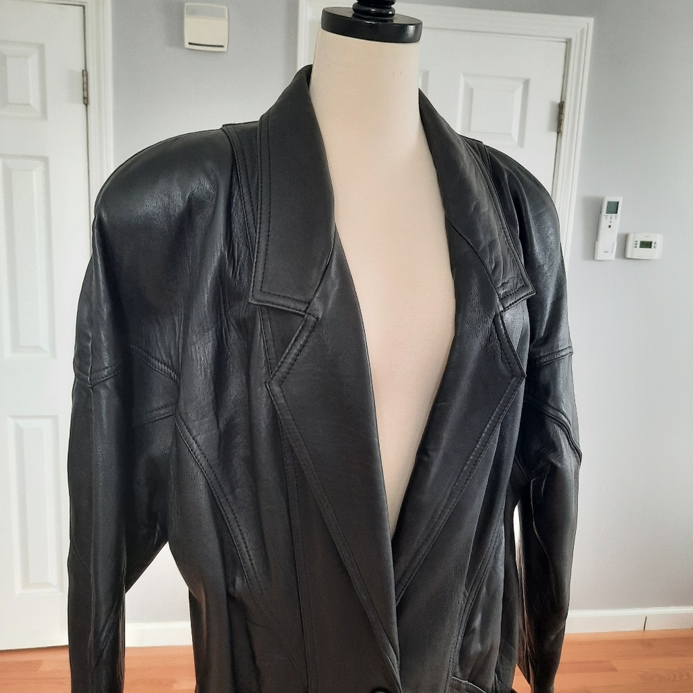 Black Leather Moto Jacket with Asymmetrical Zipper